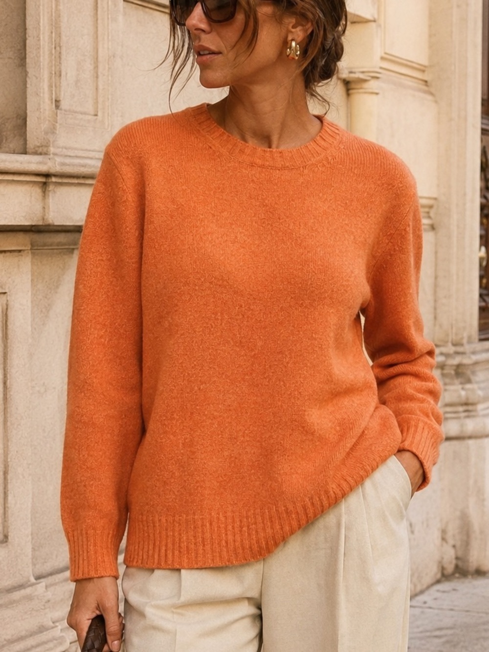 Rivamonti Made in Italy Orange Wool Alpaca Mohair Sweater Quiet Luxury